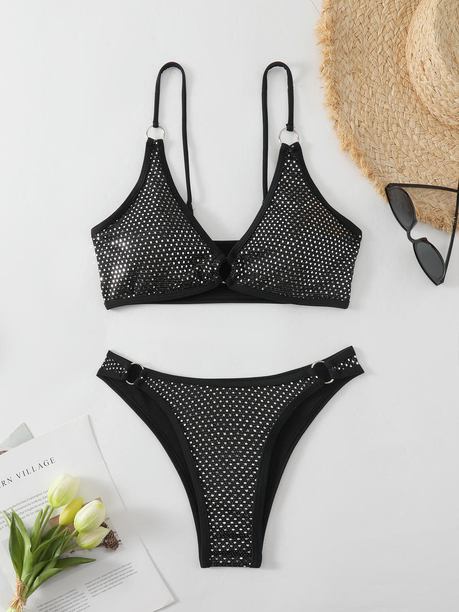 GarnetGlow Embellished Lingerie Set